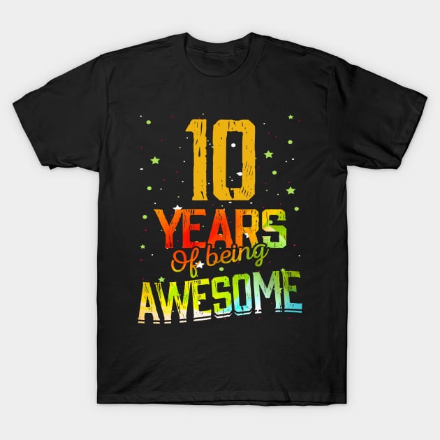 10th Birthday Girl Gift Vintage Retro 10 Years Of Being Awesome Gifts Funny 10 Years Old Boys Kids T-Shirt by nzbworld